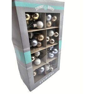 Eight RADKO SHINY BRITE Glass Sliver Gold White CHRISTMAS CLUSTER Ornaments